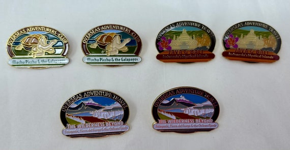 6 Overseas Adventure Travel souvenir pins Machu J… - image 1