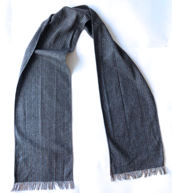 vintage woven wool scarf unisex Evan Picone recta… - image 2