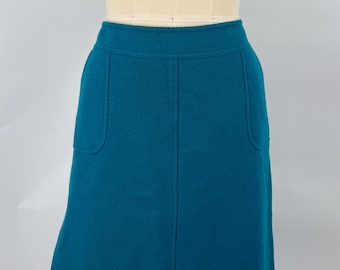 Talbots Teal Wool Skirt Size 12 Knee Length Lined Classic Work Office Skirt