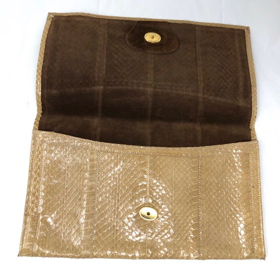 vintage Dano snakeskin tan clutch purse - image 7