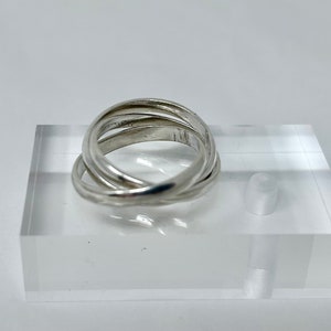 3-rings interlocking sterling silver size 8 modern band 925