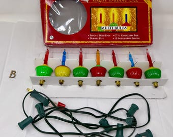 Juego de luces de burbujas vintage Foremost, juego de 7 luces con caja C7, luces de burbujas multicolores para Navidad
