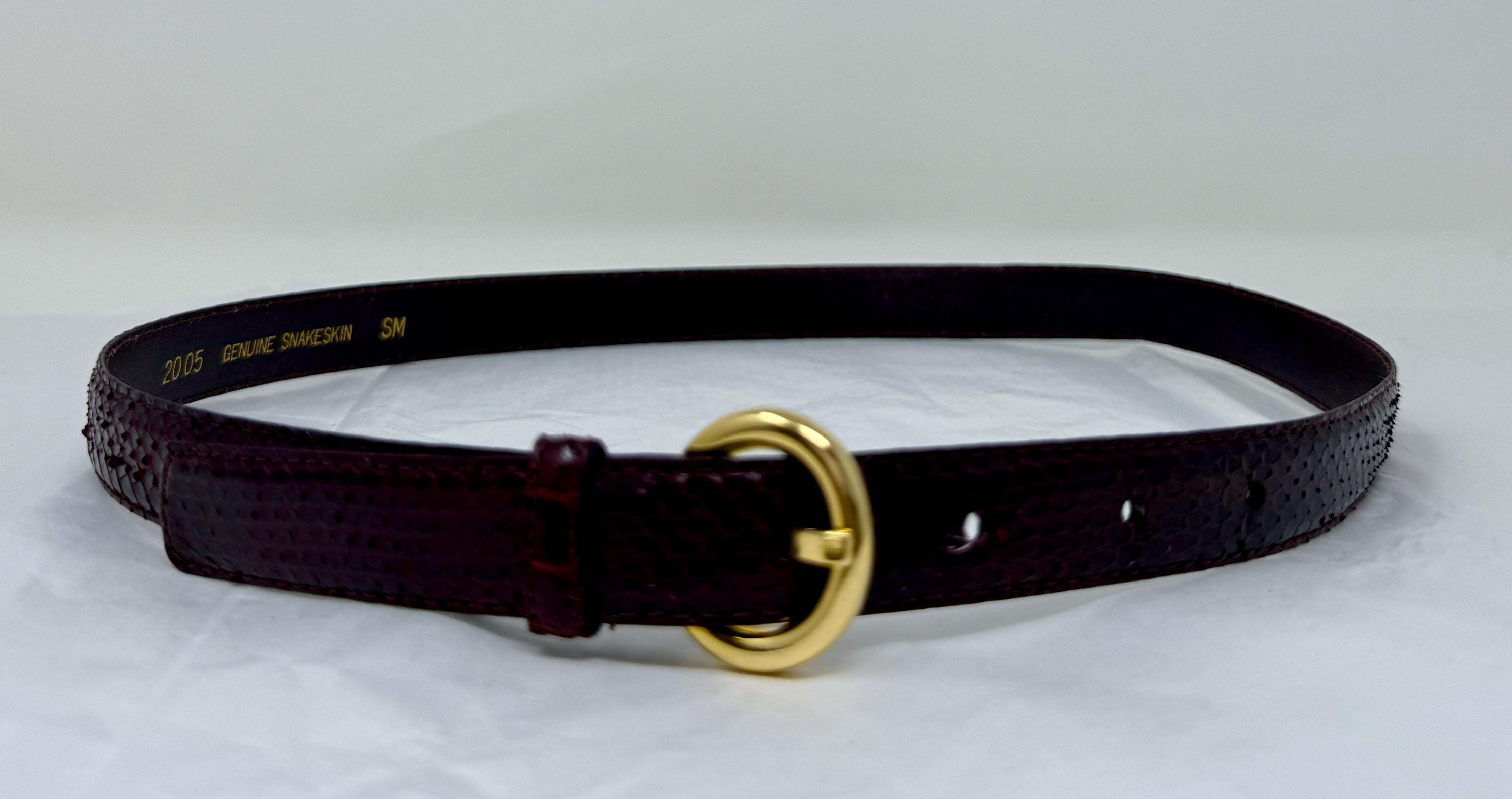VINTAGE 100% LEATHER GENUINE SNAKESKIN LEATHER SKINNY BELT BROWN M Vintage Skinny Snakeskin Brown Leather Belt, Western Boho - Etsy main image 2
