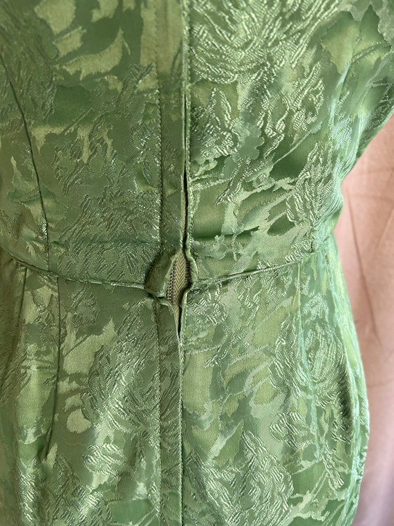 vintage ILGWU dress & coat apple green brocade - image 7