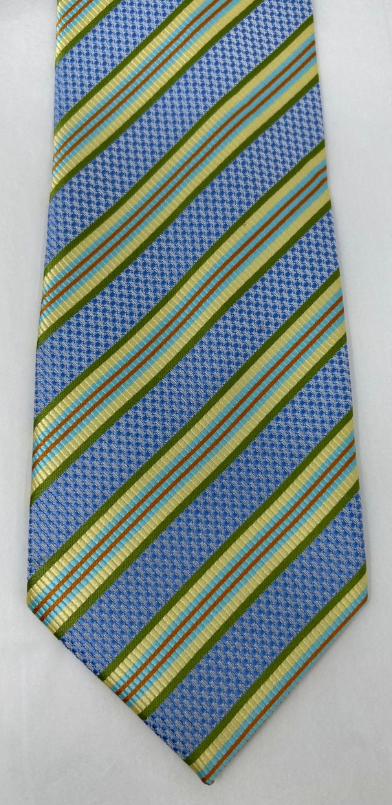 Dolce Gabbana wide tie necktie light blue yellow … - image 2