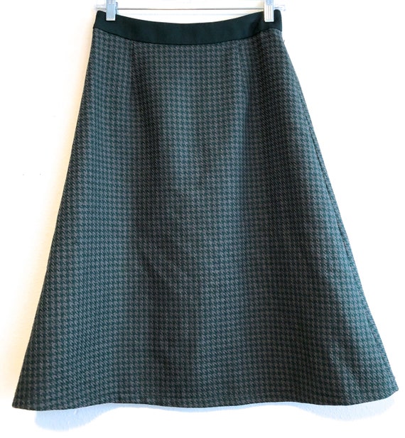 Simple Retro wool tweed skirt green Grey M