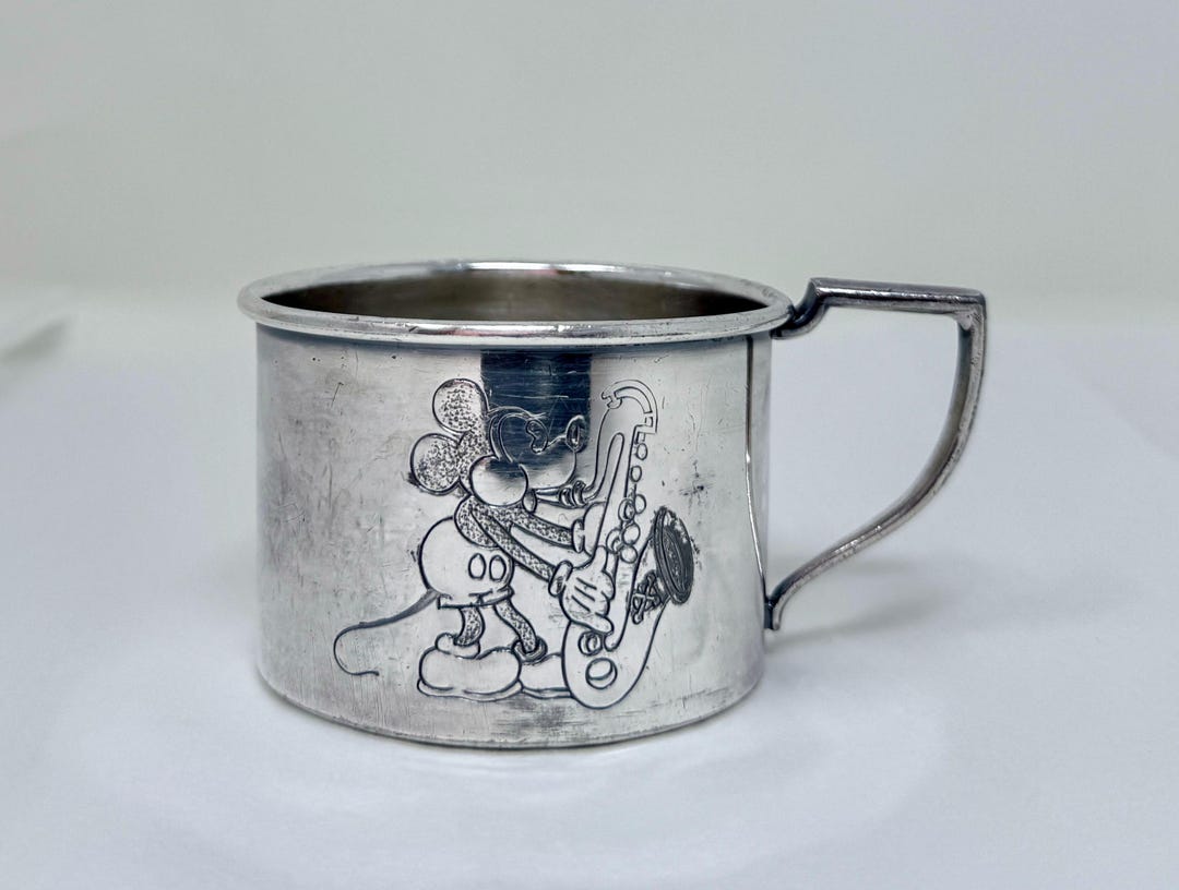Vintage Disney Mickey Mouse Silver Plate Baby Cup – Playing