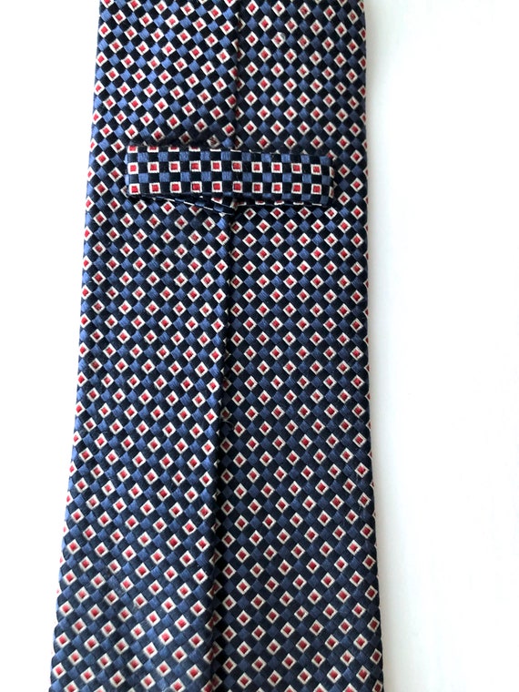 Cravate Neuve Daniel Cremieux En Soie Jacquard - Marine Foncée/crème/bleu, Placement Imprimé, Fabriquée Au Japon