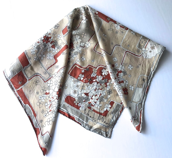 vintage Richard Allan silk scarf square floral - Gem