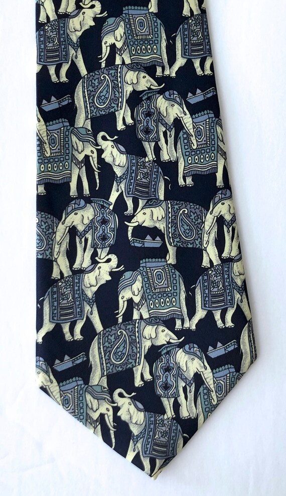 Rene Chagal silk tie necktie elephant