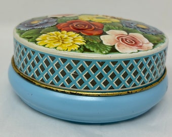 vintage Riley's Toffee tin flowers England metal box candy