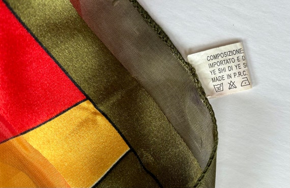 Picasso scarf abstract polyester square green yel… - image 3