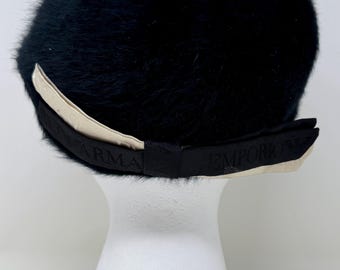 Emporio Armani Black Rabbit Fur Hat – Designer Fuzzy Cap 