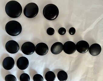 21 vintage smooth leather black buttons mixed