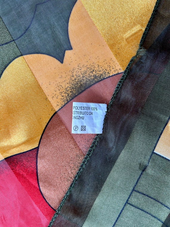 Picasso scarf abstract polyester square green yel… - image 4
