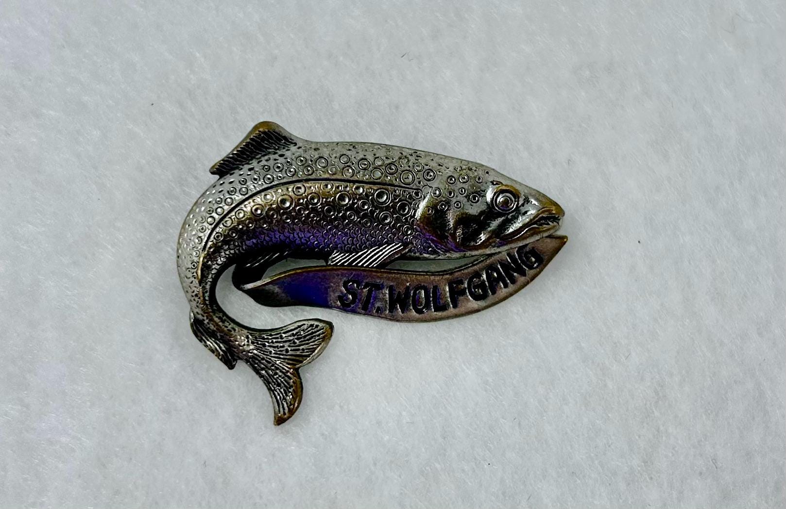 Pins Cravate Poisson En Or Rose 12 Carats - Thème Pêche/arc-en-ciel, Fermoir, Occasion