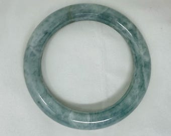 Vintage jade Mottled Green Jade Bangle Bracelet – Natural Stone Round Cuff