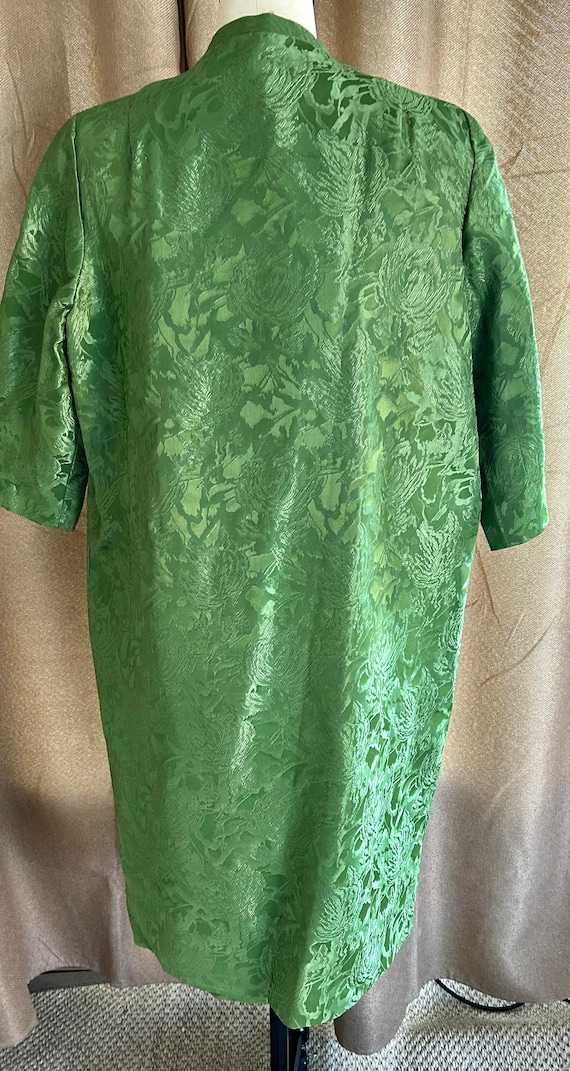 vintage ILGWU dress & coat apple green brocade - image 6