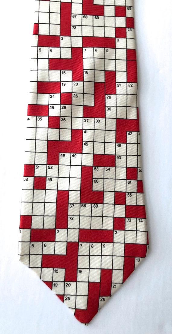 Perry Ellis Portfolio silk tie necktie crossword p