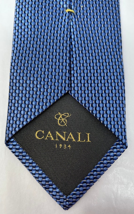 Canali 1934 woven silk tie blue necktie tie navy - image 5
