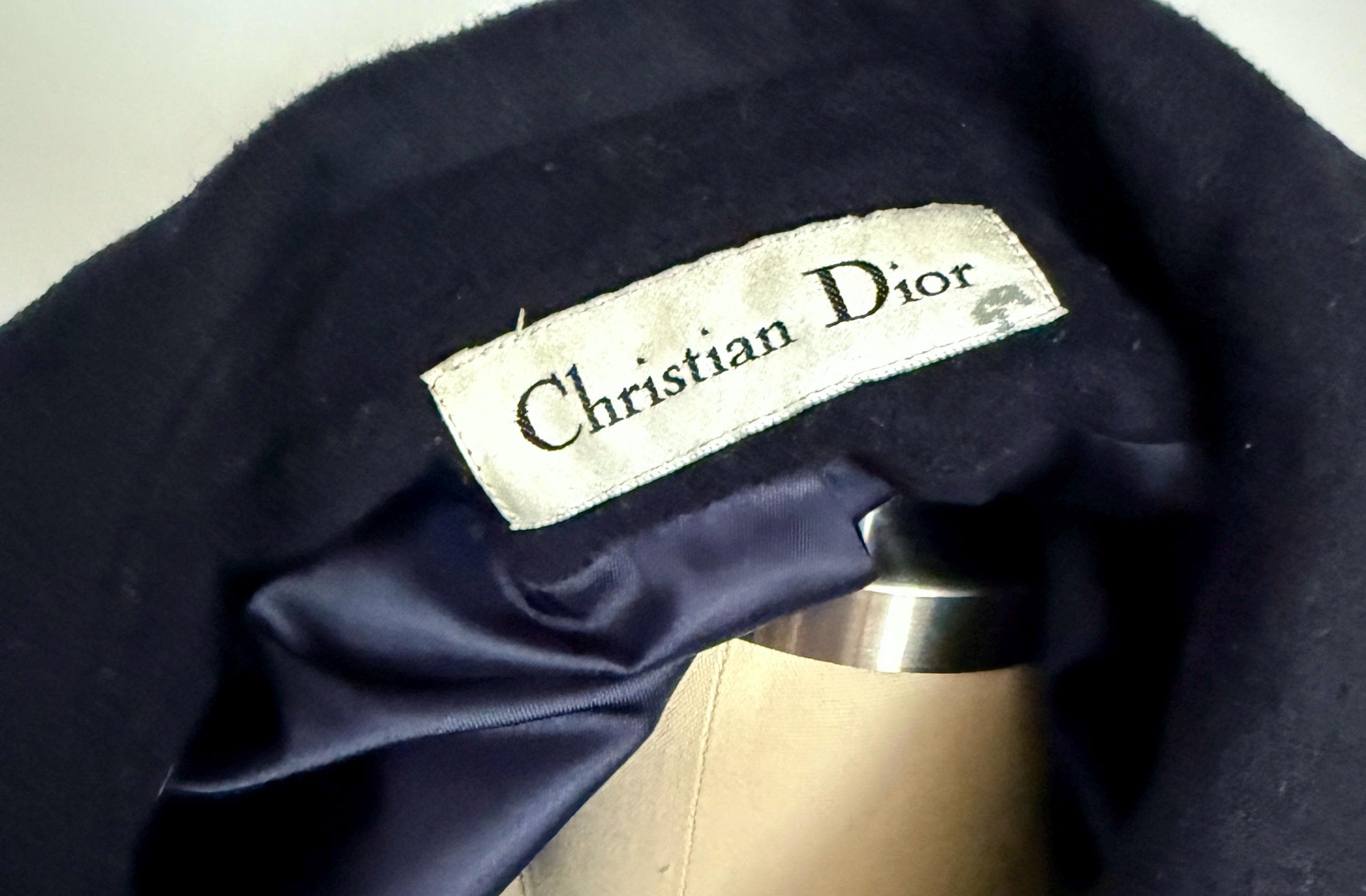 Vintage Christian Dior Navy Wool Coat – Double Breasted Gold