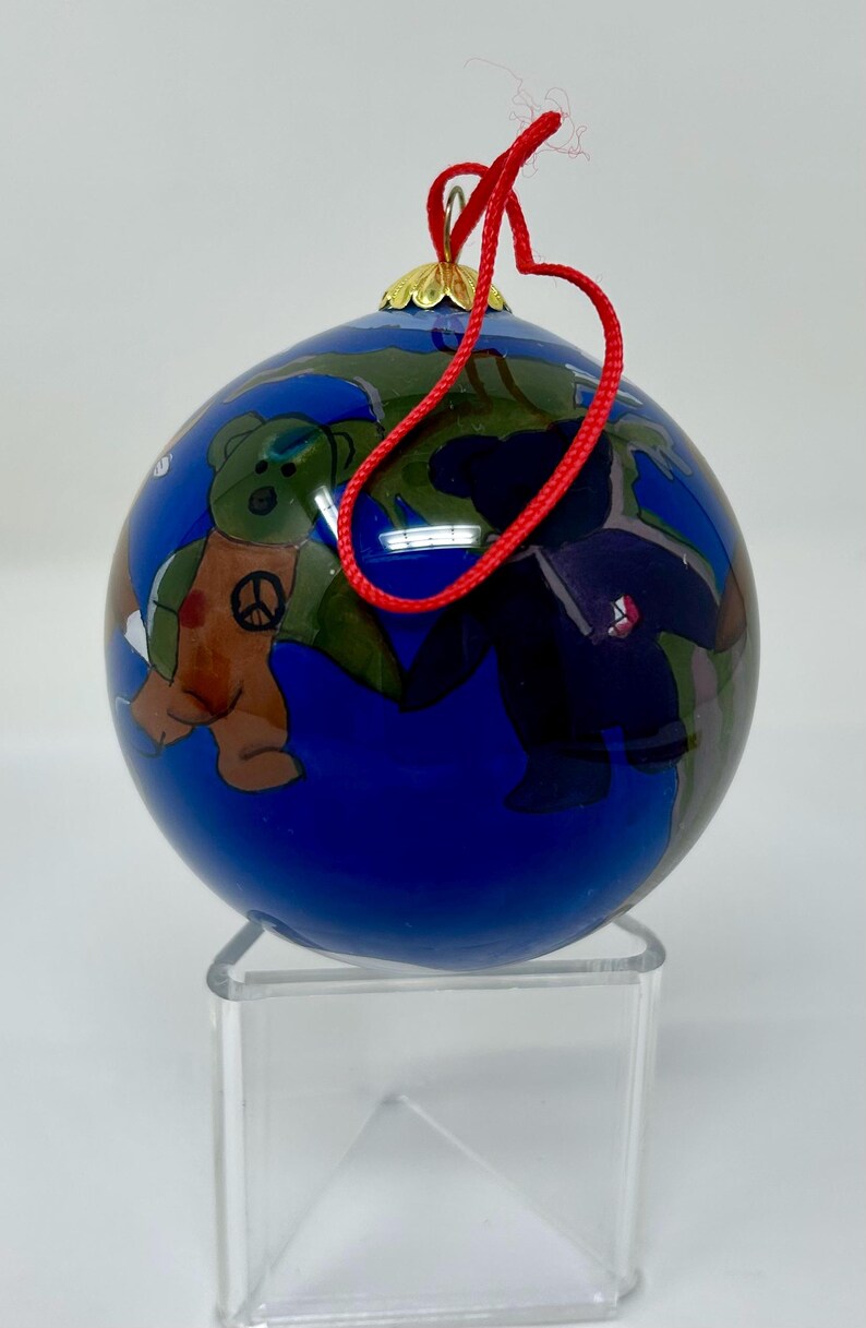 Vintage Li Bien Ornament – Reverse Painted Glass Ball – Teddy Bear ...