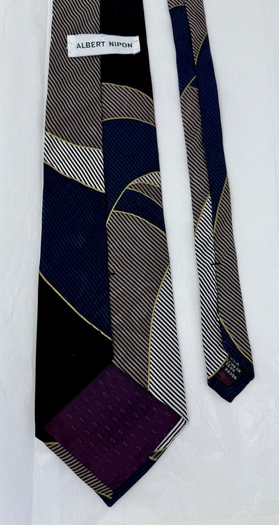 Albert Nipon Abstract Silk Tie – Vintage 90s Patt… - image 3