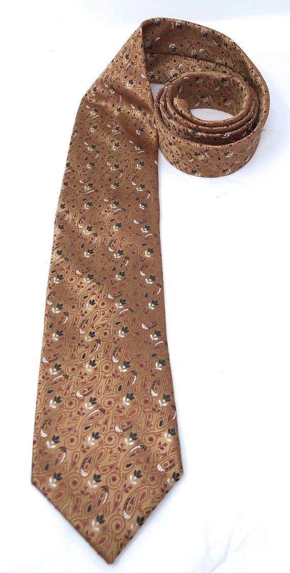 Ermenegildo Zegna 100% silk tie brocade bronze gold necktie View 6