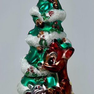 Disney Bambi Blown Glass Ornament – Christmas Tree with Deer & Thumper