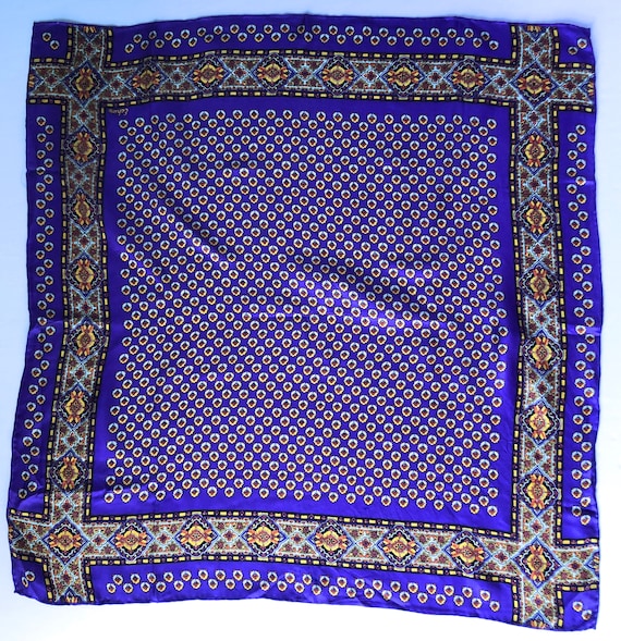 vintage Echo 100% silk purple square scarf warp