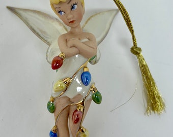 Lenox Disney Tinkerbell ornament lights &quot;All Wrapped Up Think&quot; holiday Christmas tree porcelain Peter Pan