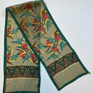 vintage Honey silk scarf rectangle teal brown gold hair head scarf