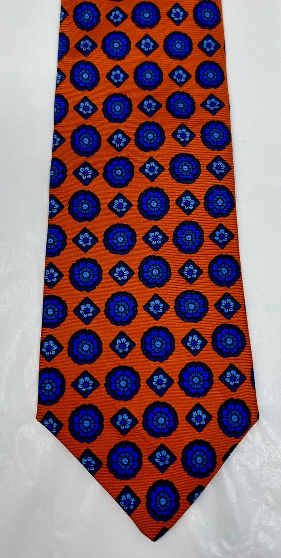 Brooks Brother silk tie orange blue necktie - image 2