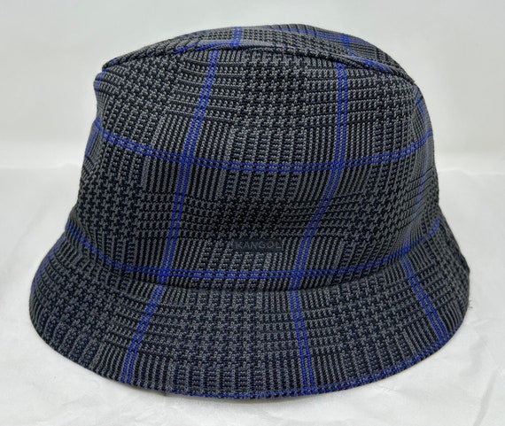 Kangol Large plaid Player bucket hat cap blue gra… - image 2