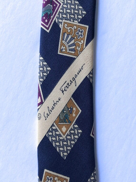 vintage Salvatore Ferragamo silk tie necktie Italy - image 3