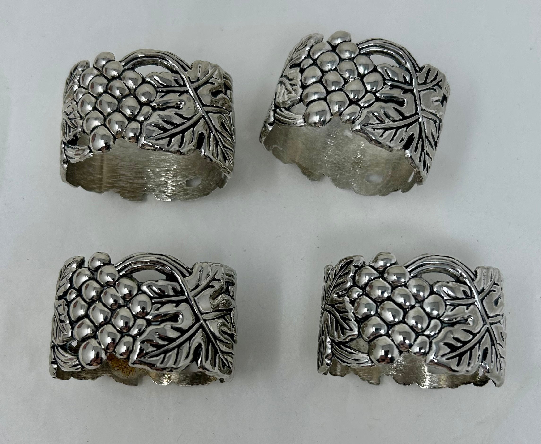 4 Godinger Grapes Napkin Rings GSA Silver Plate - Etsy