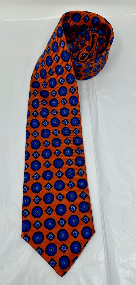 Brooks Brother silk tie orange blue necktie - image 6