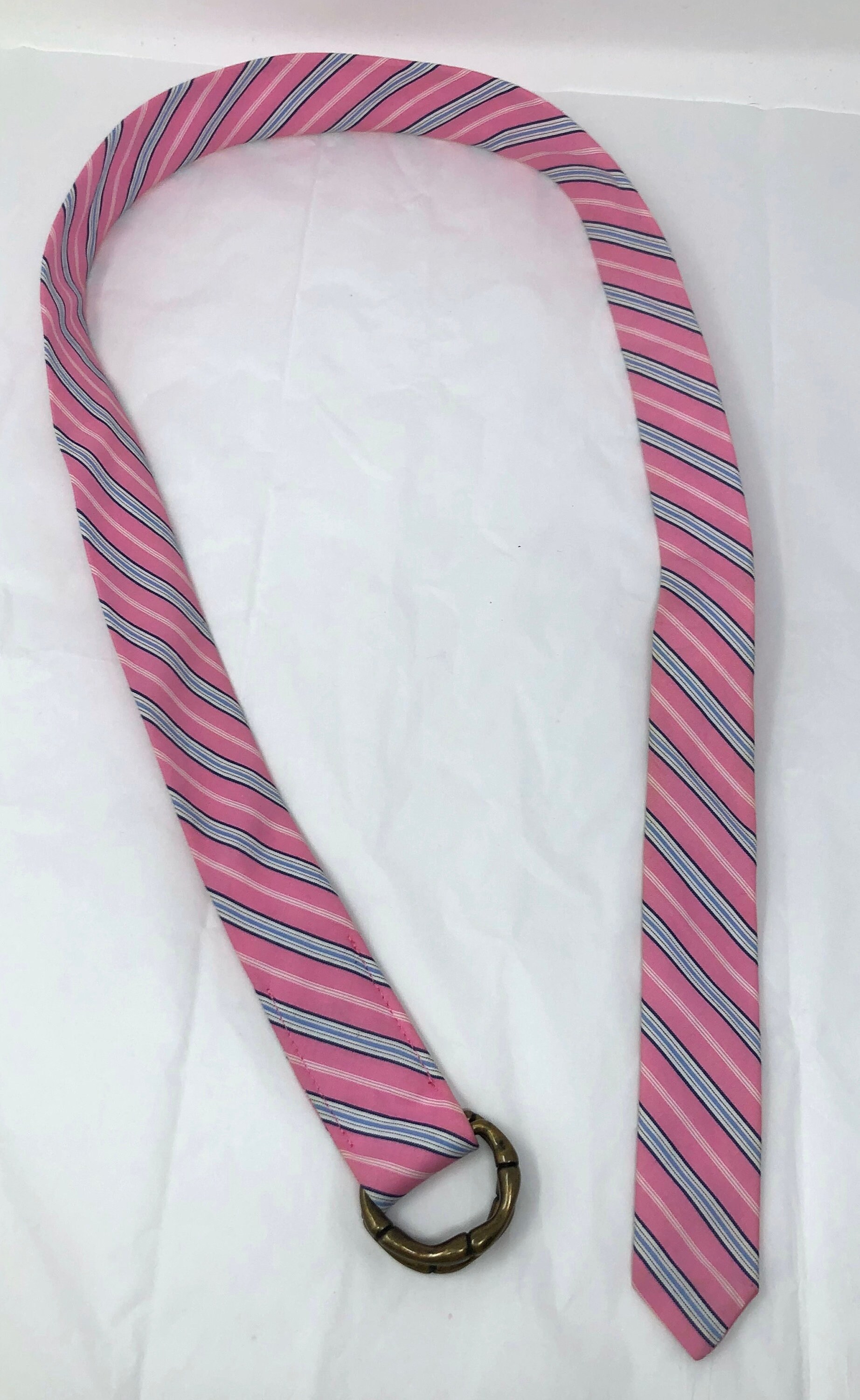 Vintage J.crew Ribbon Belt – Pink & Blue Striped Cotton D  display picture 2