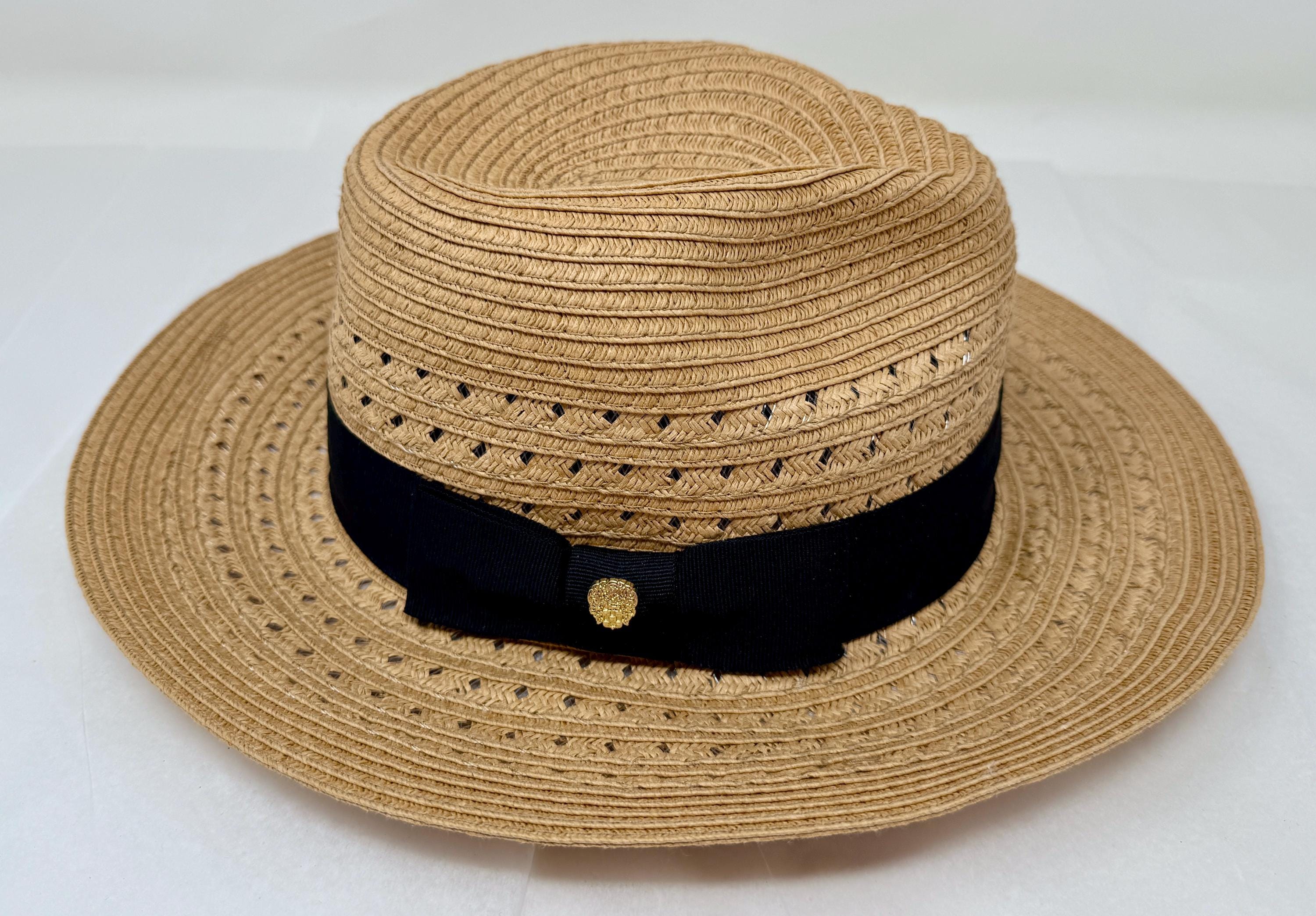 Vince Camuto Straw Sun Hat Womens Beige Gold Paper Braid Resort Coastal Vince Camuto Women main image 4