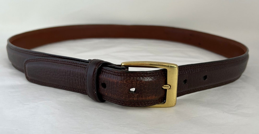 Cole Haan Brown Leather Belt Solid Brass Buckle 36 Men display picture 1