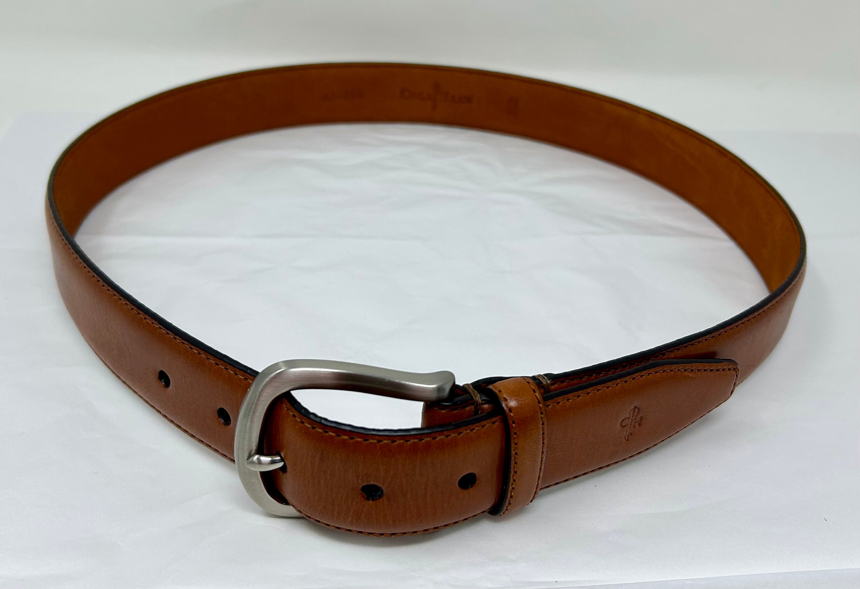 Cole Haan Tan Leather Belt with Brushed Metal Buckle Women main image 3