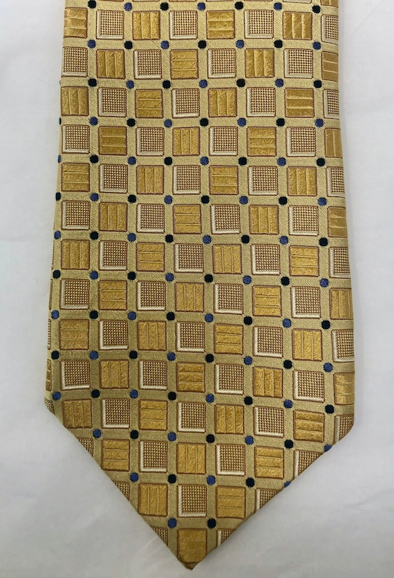 Ermenegildo Zegna 100% silk tie necktie yellow gold brocade