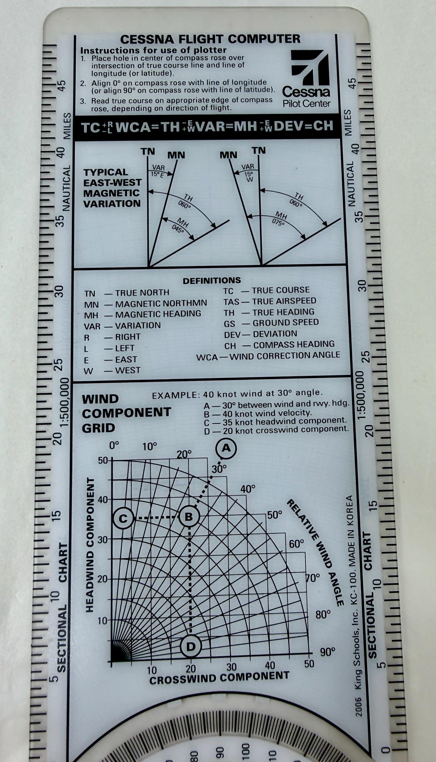 Plotter Flight Computer Jeppesen PN-1 Navigation Plotter With Cessna Flight Computer Pilot ...