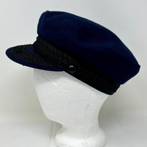 Country Gentleman Navy Wool Fisherman Cap – Greek Sailor Hat – Small 22” – Classic Nautical Fiddler Style