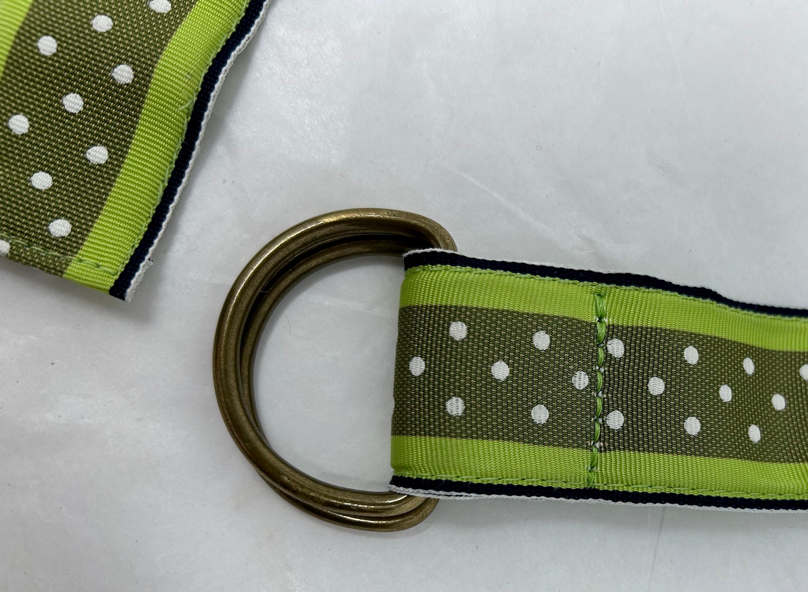 Vintage J Crew Ribbon Belt Grosgrain Green Polka Dot - Etsy display picture 3
