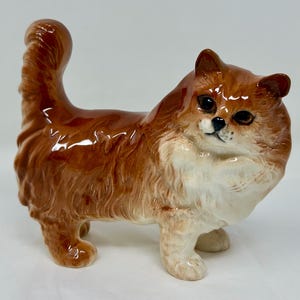 large vintage cat figurine porcelain Beswick ceramic England ornament orange long hair figurine