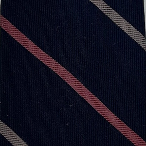 Vintage YSL Yves Saint Laurent smal slips – 100 % siden marinblå laxbrun randig italiensk tyg tillverkad i USA