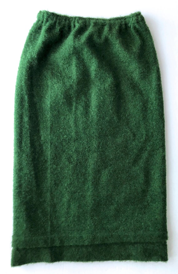 vintage apple green long mohair wool skirt