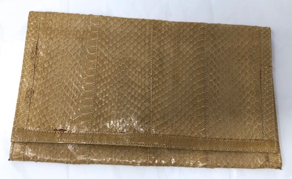 vintage Dano snakeskin tan clutch purse - image 2