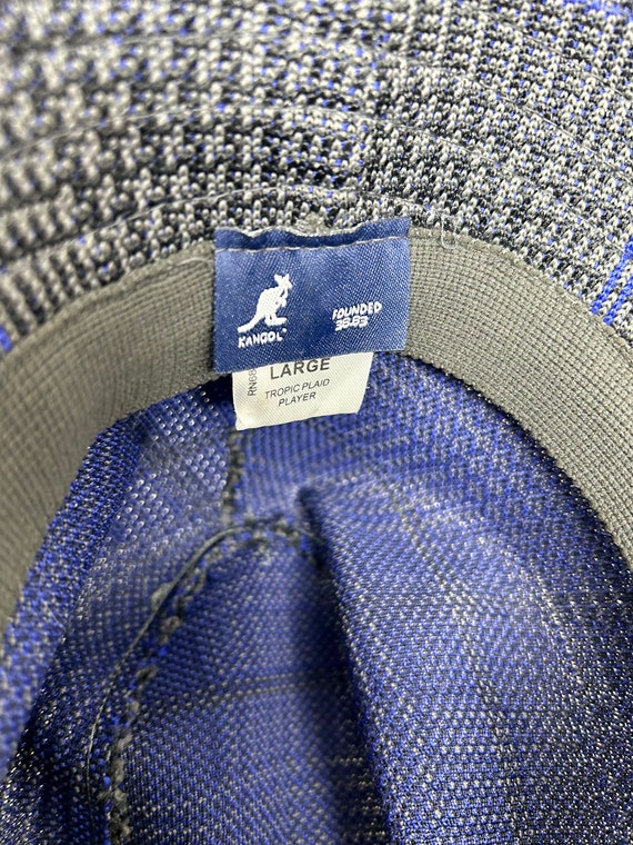 Kangol Large plaid Player bucket hat cap blue gra… - image 5